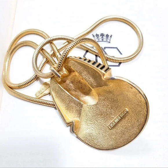 Rare Signed EISENBERG Vintage Egyptian Revival King Tut Pharaoh Pendant Necklace - Picture 4 of 5